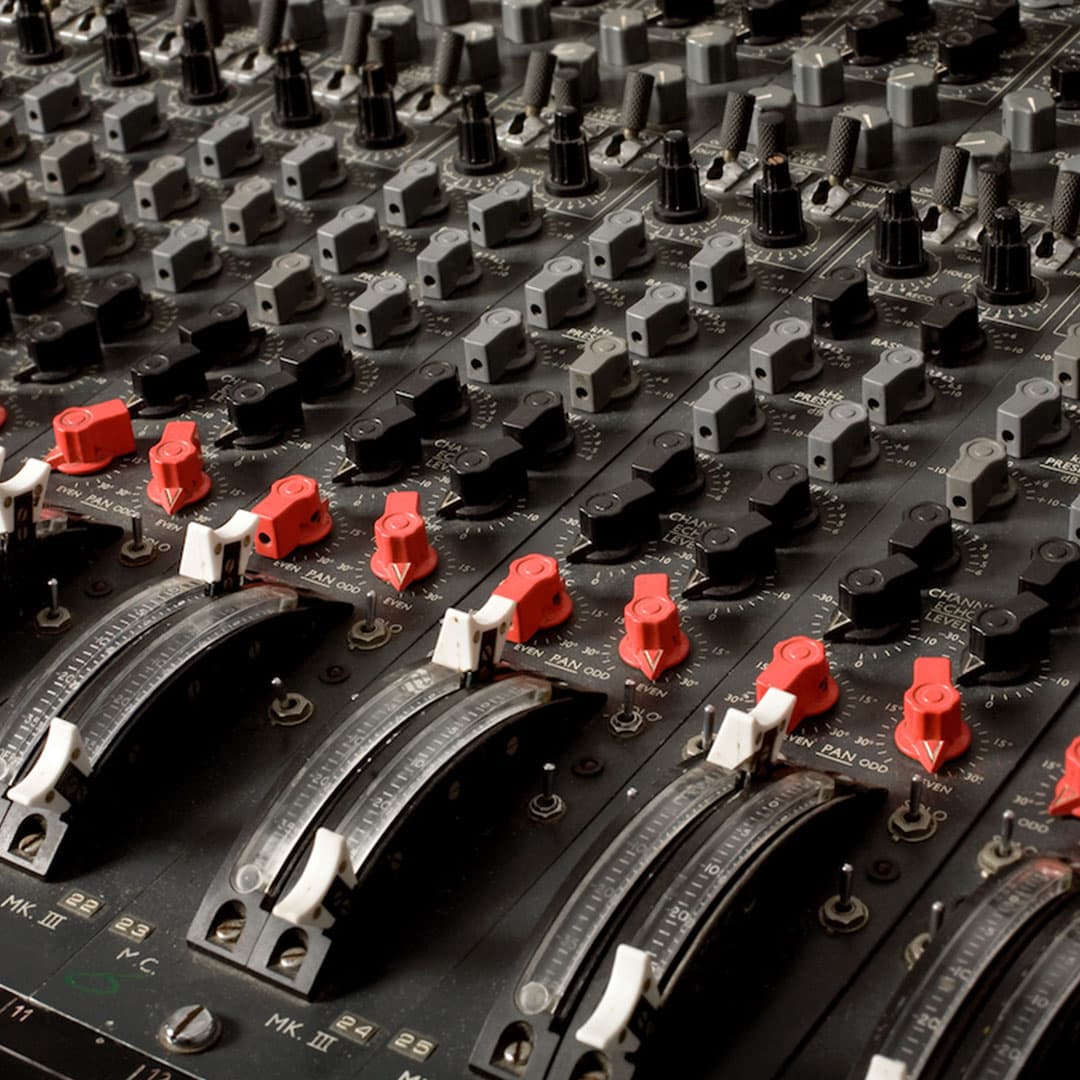 Close detail of a recording console